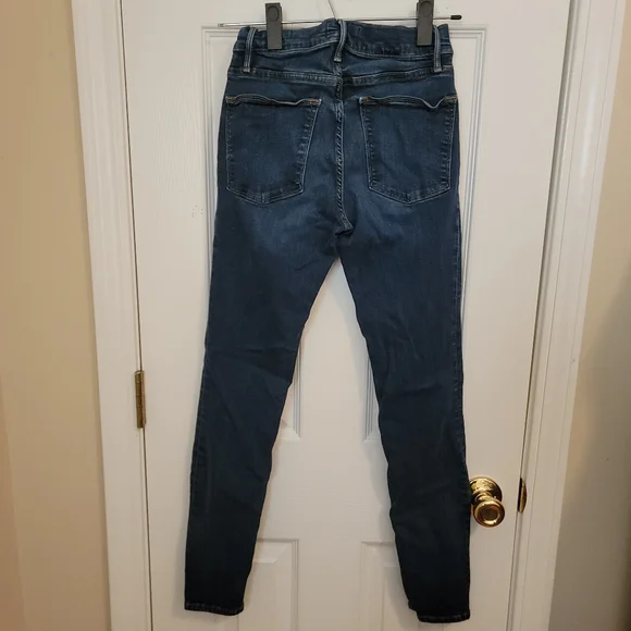 Frame Le High Dark Wash Skinny Jeans Size 26 With Front Slits - Picture 3 of 5